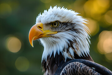 Wall Mural - A majestic bald eagle, a symbol of freedom and national pride, with the American flag in the background, evoking feelings of patriotism and remembrance....