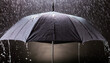 © NizuCaCi - Rain beating on umbrella, black, heavy rain, wet, water, dripping, prevent, black background, design