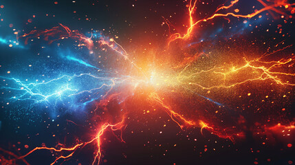 Poster - Abstract Dash Line Lightning Bolt Background Pattern Design with Zap Explosion
