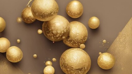 Wall Mural - golden balls textured with halftone pattern, motion