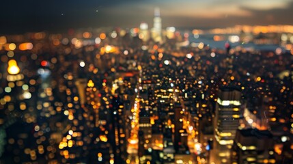 Wall Mural - A breathtaking aerial view of a vibrant city skyline at night,City lights illuminating the night sky