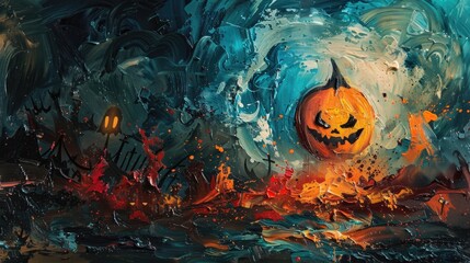Sticker - Artistic and abstract oil color background in a Halloween theme