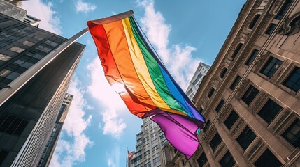 The pride flag or rainbow banner is the symbol of LGBT or LGBTQ that represents the diversity of genders, love, romance, tolerance, celebration and concept of lgbtq community around the world. AIGX03.