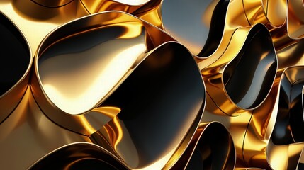 Wall Mural - Abstract golden and black shapes. Colorful luxury 3d background.