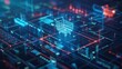 © ZeNDaY - A futuristic digital shopping cart icon on a network of glowing lines and data, representing online commerce and technology.