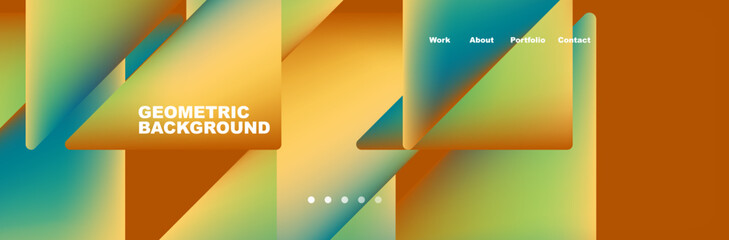 Colorful fluid gradient triangles and squares web site template. Vector Illustration For Wallpaper, Banner, Background, Card, Book Illustration, landing page