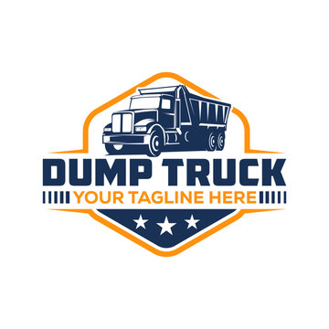 Dump truck company logo. Trucking logo vector template