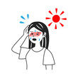 © nagamushi studio - 屋外で暑くて汗をかく女性。シンプルなベクターイラスト。Sweating outdoors woman.  Simple vector illustration.