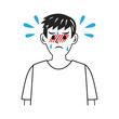 © nagamushi studio - 発熱して汗をかく男性。シンプルなベクターイラスト。Feverish and sweating man.  Simple vector illustration.