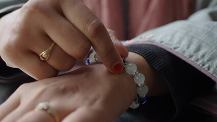 Wall Mural - Jeweler bracelet on the female wrist. 