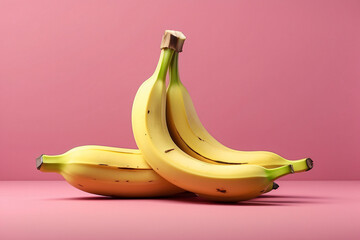 Poster - A bunch of bananas are sitting on a pink background