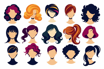 Canvas Print - woman hair silhouettes vector illustration