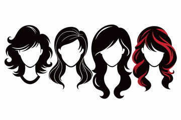 Canvas Print - woman hair silhouettes vector illustration