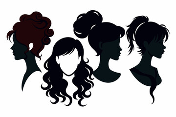 Canvas Print - woman hair silhouettes vector illustration