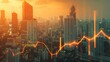 © wiwat apisithpinyo - Urban Economic Growth - Upward Trending Line Graph Over City Skyline Background