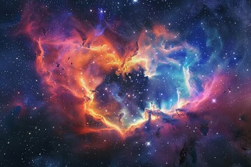 Wall Mural - Heart nebula in space against a colorful backdrop. Generative Ai