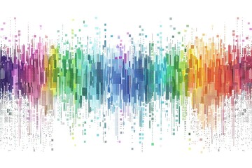 Poster - Digital pixel art in rainbow colors, isolated on a white backdrop in a modern style. Generative Ai