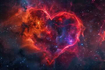 Wall Mural - Heart nebula in space against a colorful backdrop. Generative Ai