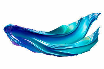 Wall Mural - Blue and green liquid flowing in the air with white background.