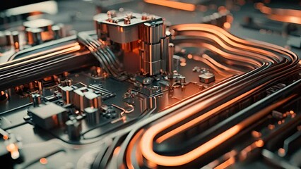 Poster - futuristic robot arm delicately assembling a complex circuit board.