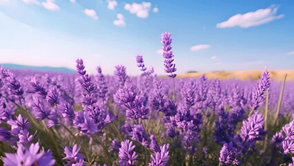 Wall Mural - field of lavender in full bloom under a clear blue sky