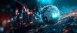© reels - Global financial data and technology concept with earth, digital graphs, and glowing lights representing economic growth.