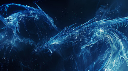 Poster - A blue dragon with a lot of stars in the background
