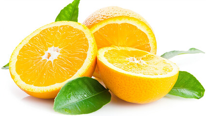 Sticker - fresh orange citrus isolated on white background