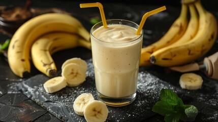 Sticker - Cold Drink of Fresh Banana Smoothie