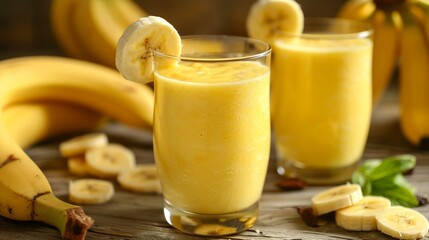 Canvas Print - Cold Drink of Fresh Banana Smoothie