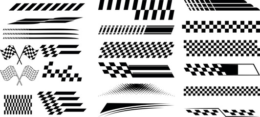 Wall Mural - racing stripe vector set, race car vector, checkered flag designs, racing stripe speed, decal patter