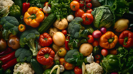 Abstract background of fresh-arranged vegetables