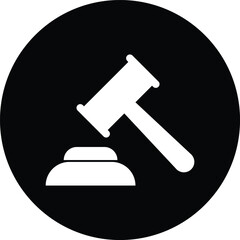 Poster - Judge hammer icon on circle isolated on white background . Gavel icon vector . Hammer justice icon