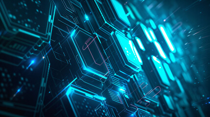 Poster - Abstract Blue Circuit Board for Technology and Innovation