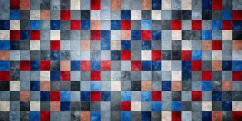 Aufkleber - A colorful tile pattern with red, blue, and white squares