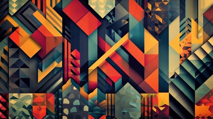 Poster - vibrant geometric shapes with a retro memphis style. bold colors and clean lines create a sense of m