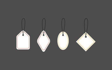 Price tag icons collection.Set of blank white paper price tags or gift tags .Paper labels set. 