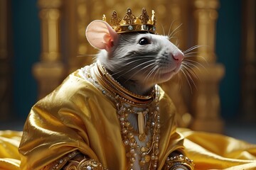 Wall Mural - Luxury mouse wearing crown and golden clothes 