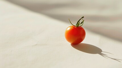 Wall Mural - Small cherry tomato against a white backdrop