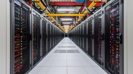Aufkleber - A data center filled with rows of servers, powering cloud computing services for businesses and individuals.