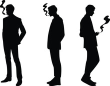 Man smoking a cigarette silhouette vector clip art