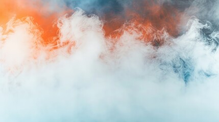 Poster - A gentle mist covers a white backdrop with a soft gradient from orange to blue