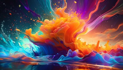 Wall Mural - colorful liquid explosion created with advanced technology. concept liquid art, technology, colorful