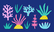 © Daria - Seaweed set in hand drawn style. Collection of colored underwater plants.