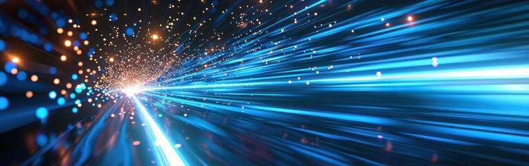 blue laser speed motion: abstract glowing light background banner with flashy pattern of straight li