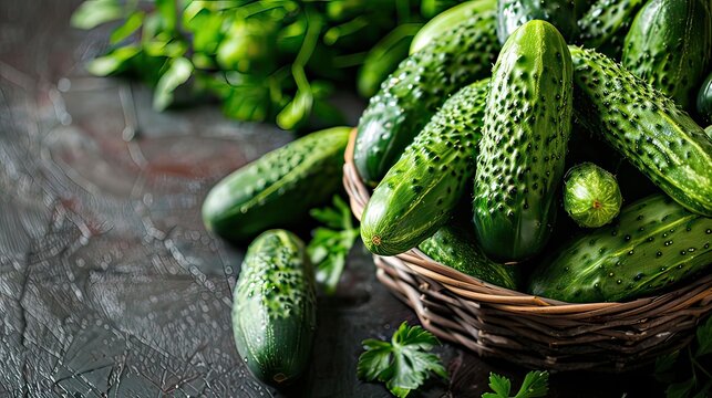 Cucumbers are crunchy vegetables with a high water content, commonly used in salads and as a refreshing snack. 