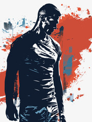 Poster - Handsome Strong Sportsman - Vector Illustration in Grunge Abstract Style