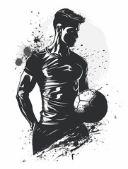 Wall Mural - Handsome Strong Sportsman - Vector Illustration in Grunge Abstract Style