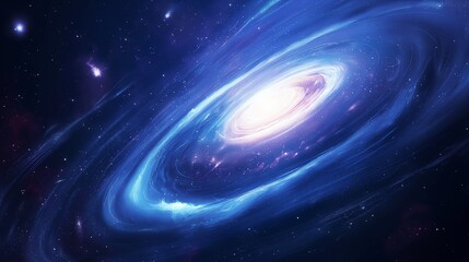 a vibrant blue spiral galaxy swirling in the periphery of deep space, encapsulating the beauty and c