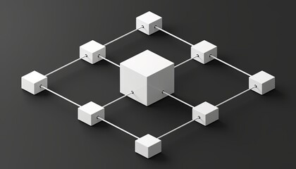 Wall Mural - A network of cubes is shown on a black background